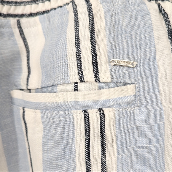 Guess Striped Linen Pants Blue Size Medium - Picture 5 of 9